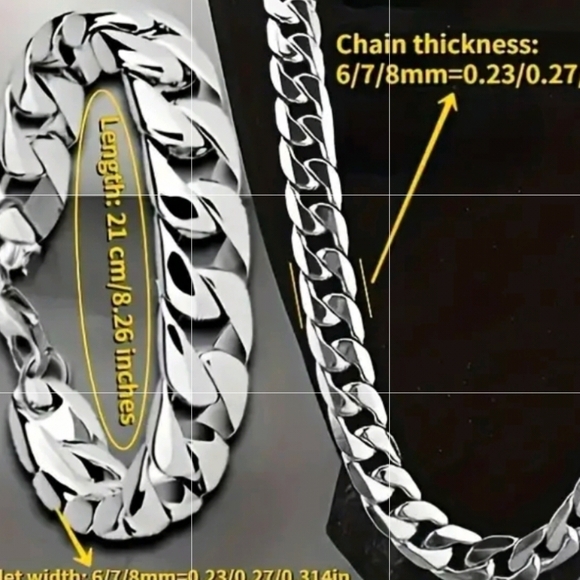 Mens 2 Piece Solid Necklace & Bracelet - Picture 2 of 3